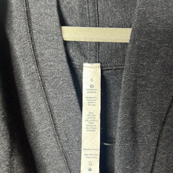 Lululemon Women Iconic Wrap Cross Front Top SZ 6 Long Sleeve Heathered Black - Picture 5 of 9